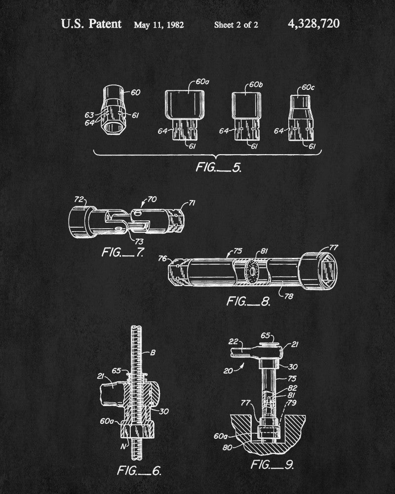 Socket Wrench Patent Print Hand Tool Blueprint Workshop Poster
