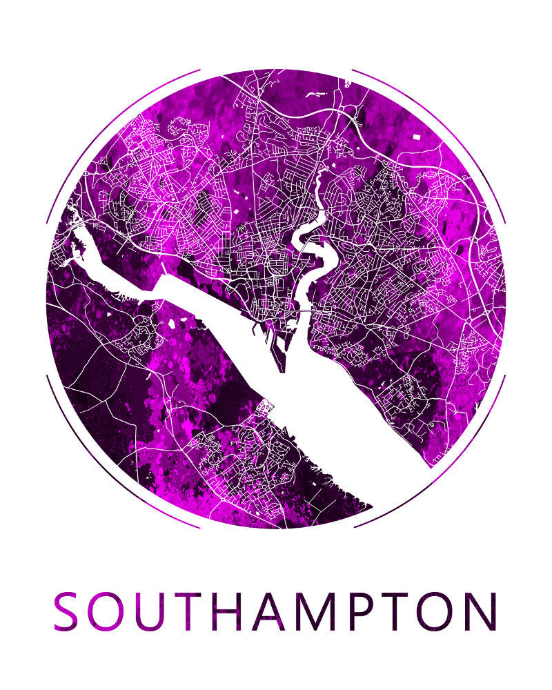 Southampton, England City Street Map Custom Wall Map Poster