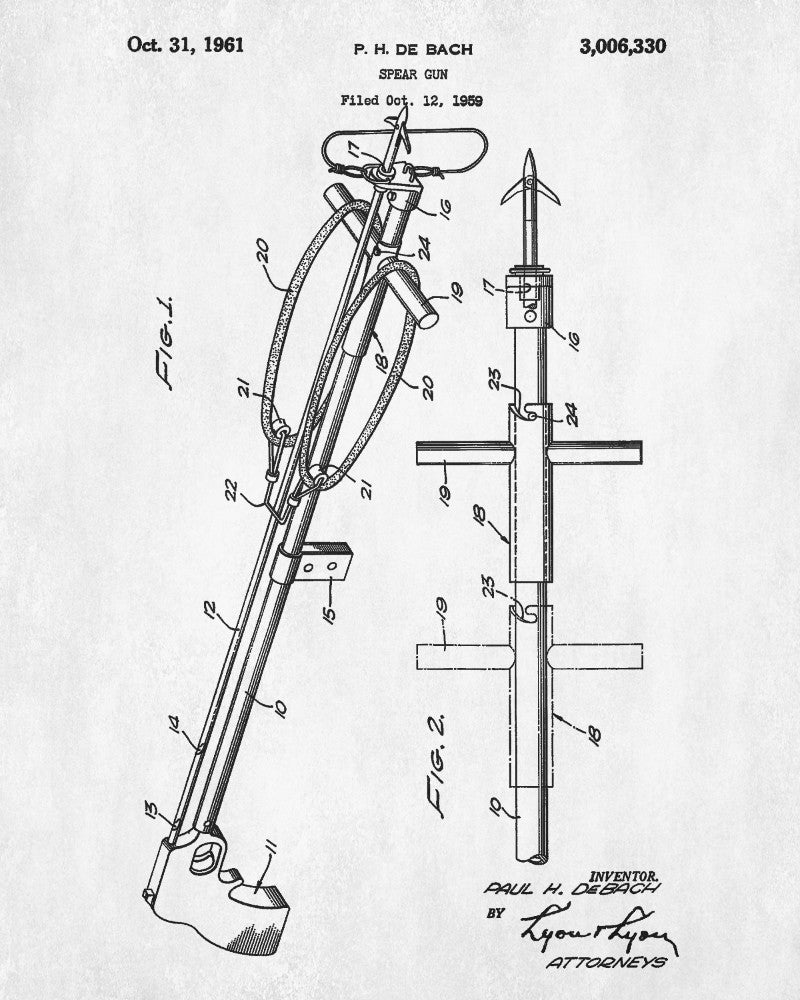 Spear Gun Patent Print Scuba Diving Blueprint Sports Poster