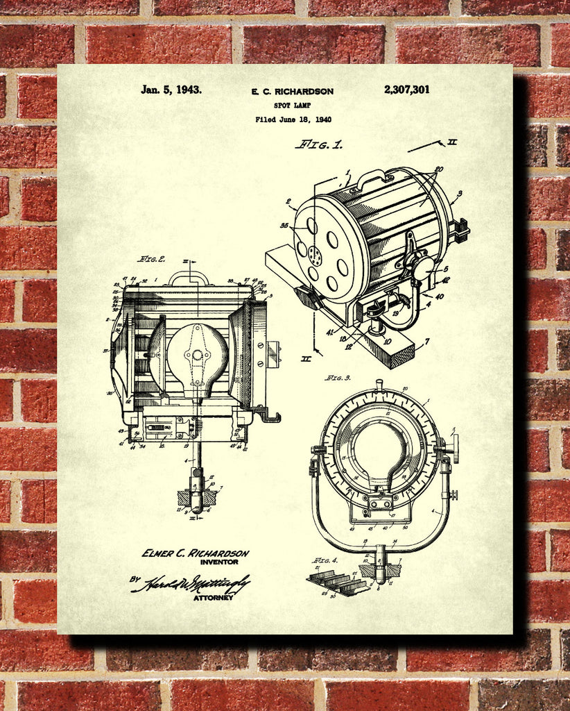 Spotlight Patent Print Spot Lamp Blueprint Theatre Poster - OnTrendAndFab