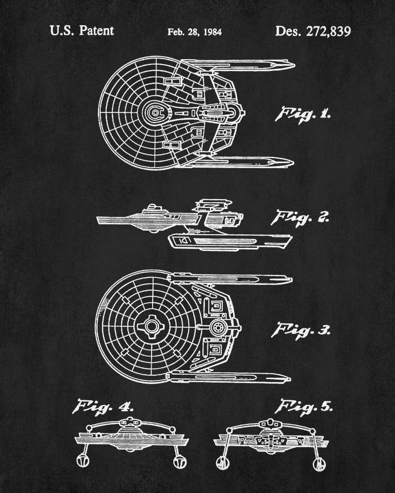 USS Enterprise Patent Print Star Trek Blueprint Spaceship Poster - OnTrendAndFab