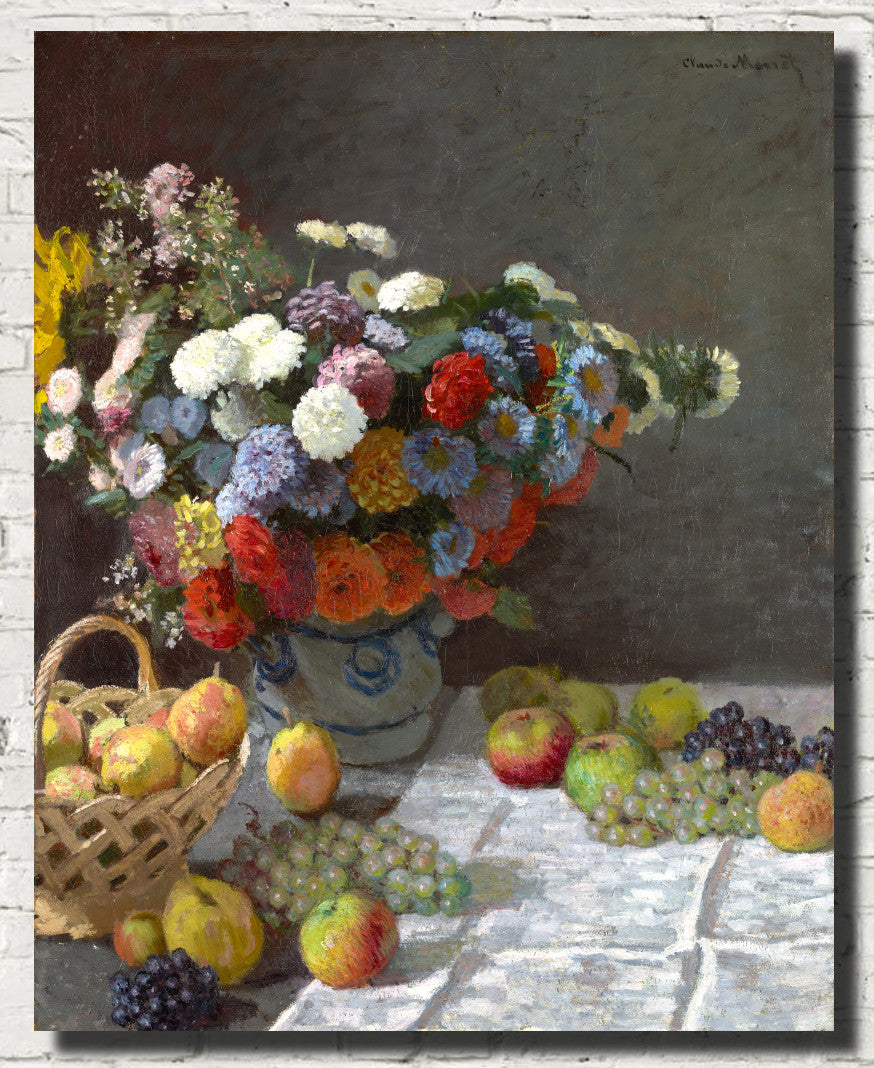 Claude Monet Fine Art Print, Still Life with Flowers and Fruit