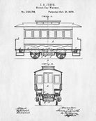 Streetcar Blueprint Tram Patent Print Trolley Car Art Poster