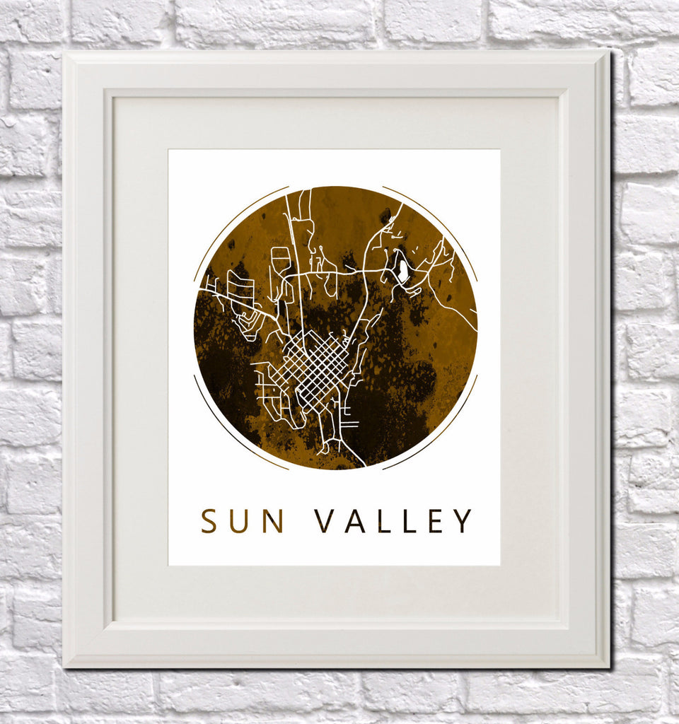 Sun Valley, Idaho City Street Map Custom Wall Map Poster