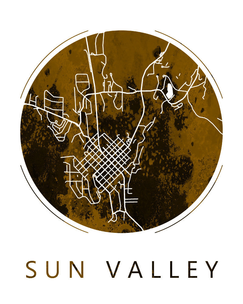 Sun Valley, Idaho City Street Map Custom Wall Map Poster