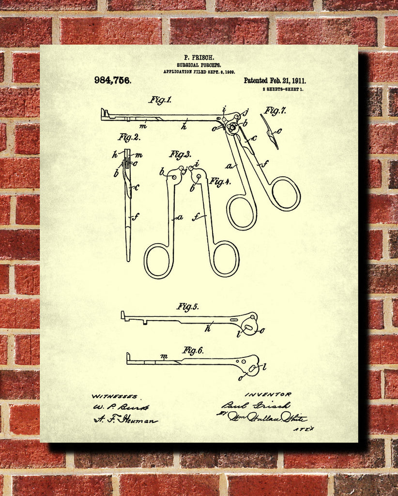 Medical Patent Poster Surgical Forceps Wall Art Print - OnTrendAndFab
