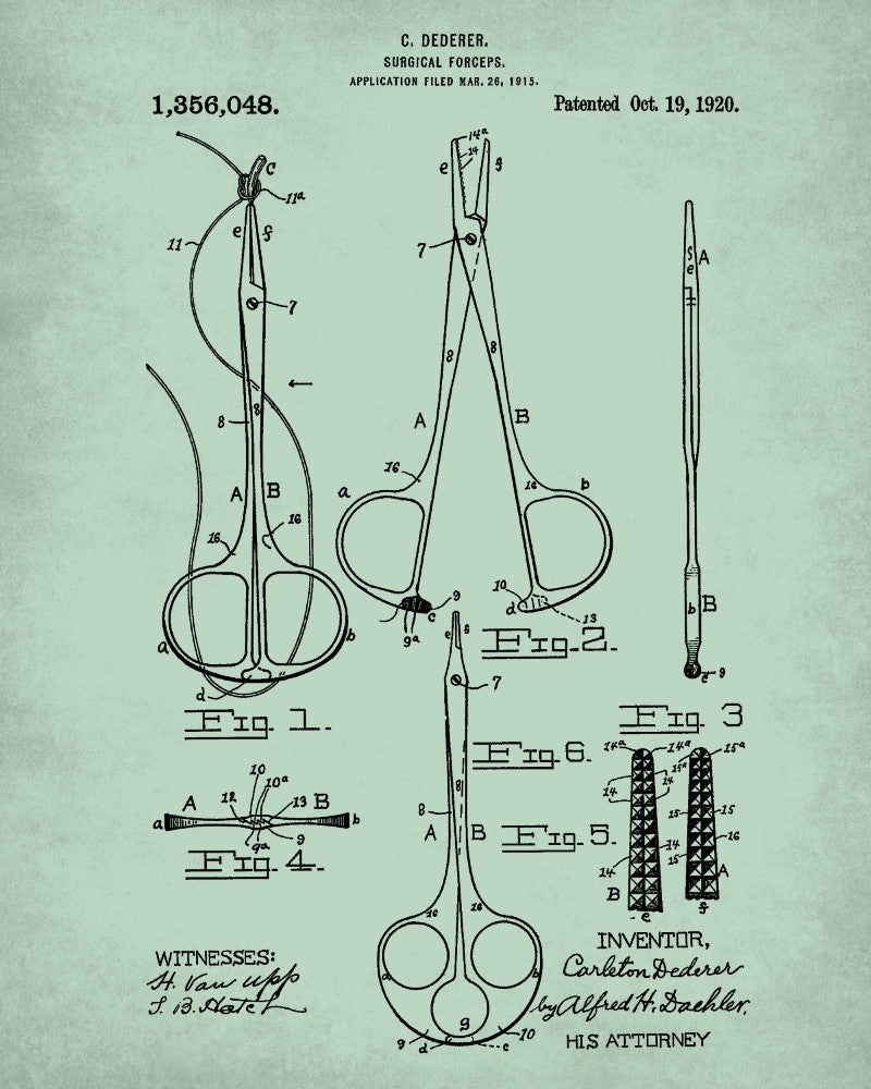 Medical Patent Print Surgical Forceps Wall Art Poster - OnTrendAndFab