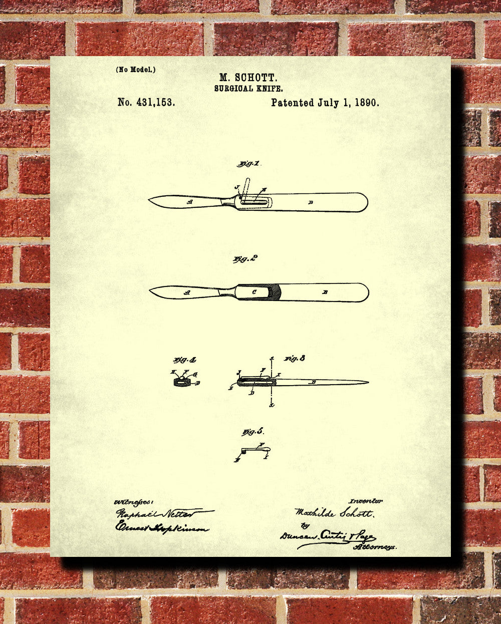 Medical Patent Poster Surgical Scalpel Wall Art Print - OnTrendAndFab