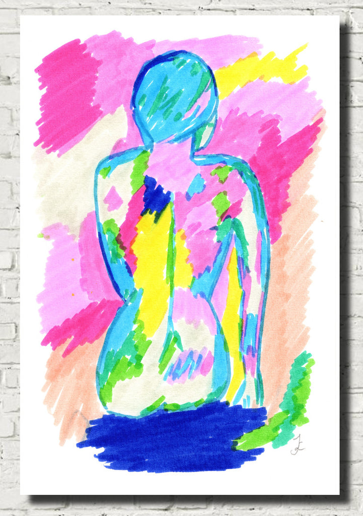 Abstract Nude, The Swimmer, Bright Art Print