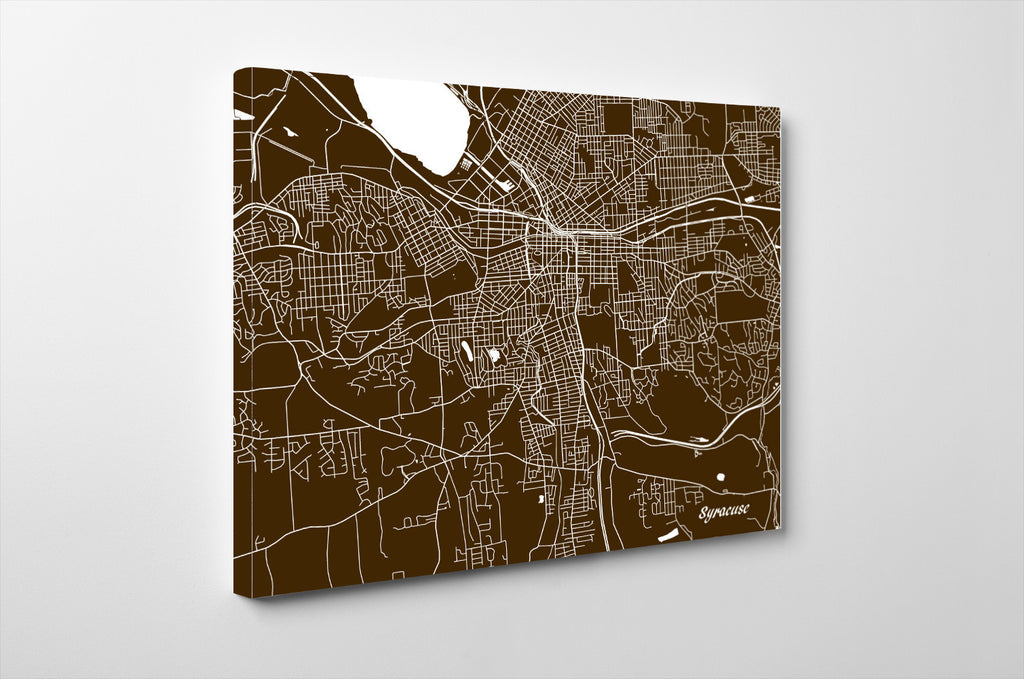 Syracuse City Street Map Print Feature Wall Art Poster
