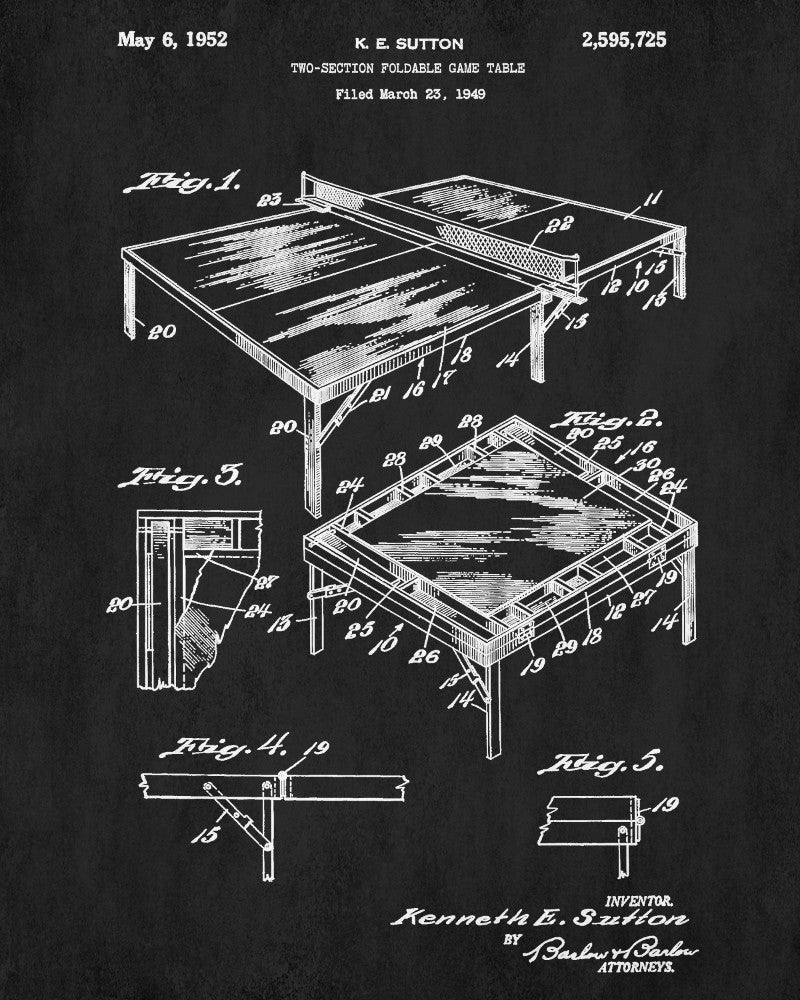 Table Tennis Patent Print Games Poster Sports Blueprint
