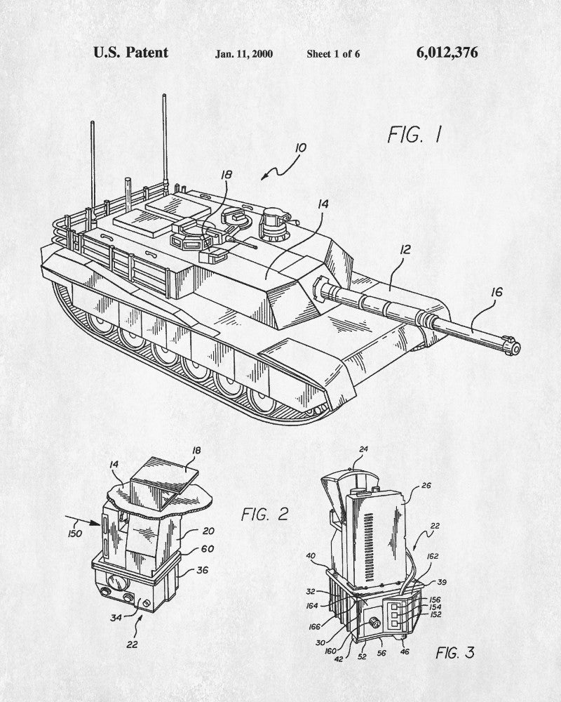 Tank Patent Print Military Poster Weapons Blueprint