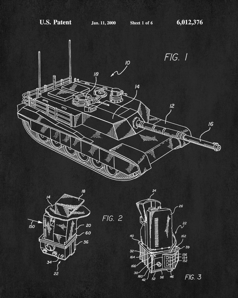 Tank Patent Print Military Poster Weapons Blueprint