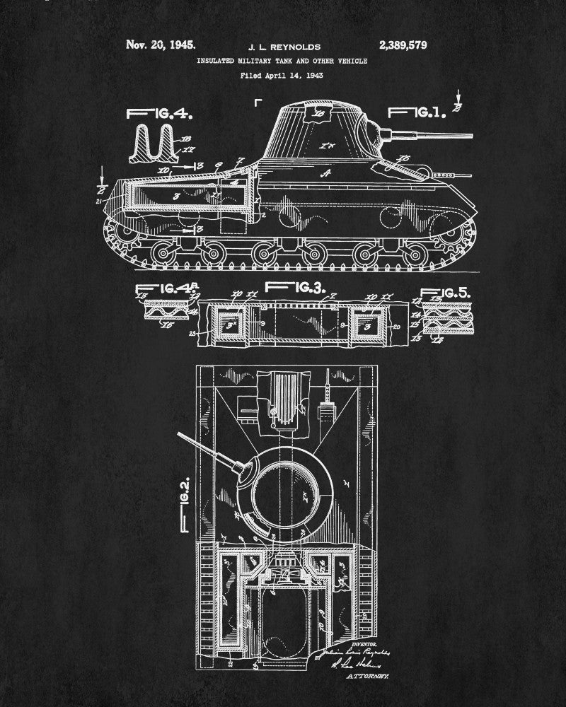 Tank Patent Print Weapons Blueprint Military Poster - OnTrendAndFab
