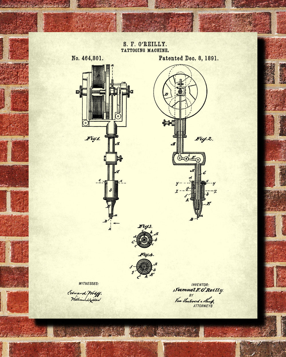 Tattoo Machine Patent Print Tattooist Wall Art Inking Poster - OnTrendAndFab