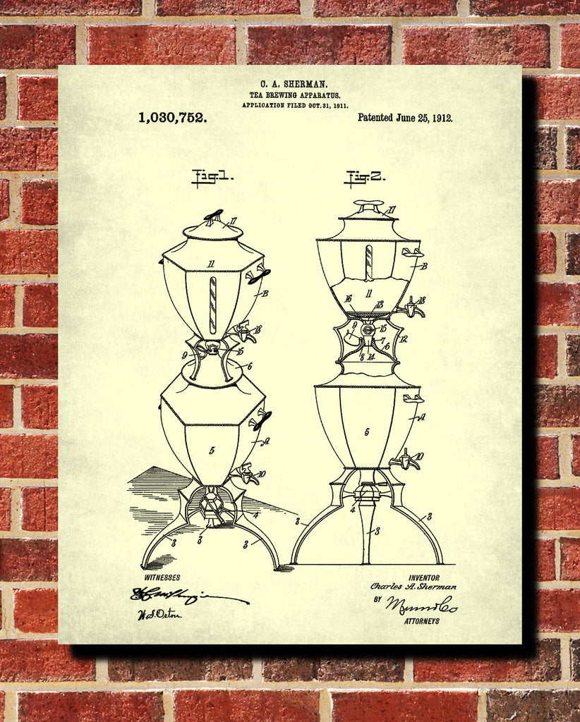 Tea Patent Print Brewing Blueprint Cafe Kitchen Poster - OnTrendAndFab