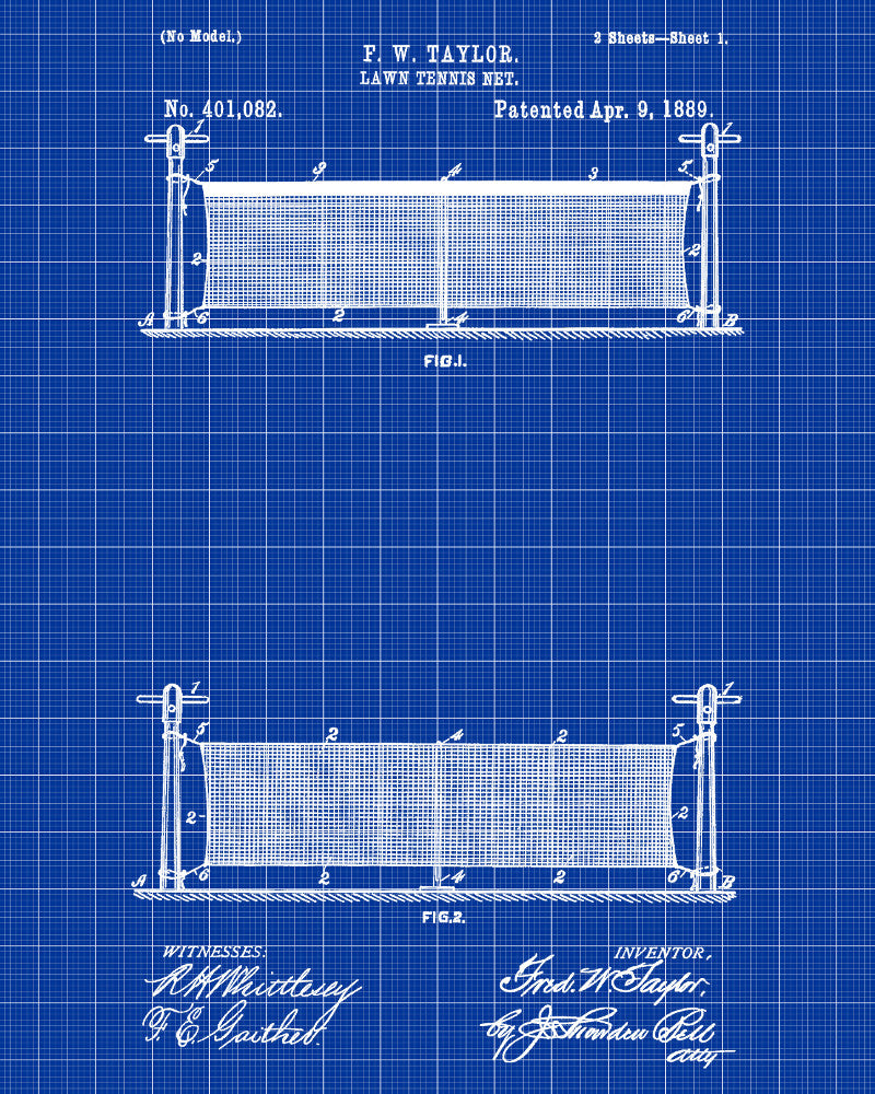 Tennis Net Patent Print Sports Blueprint Poster