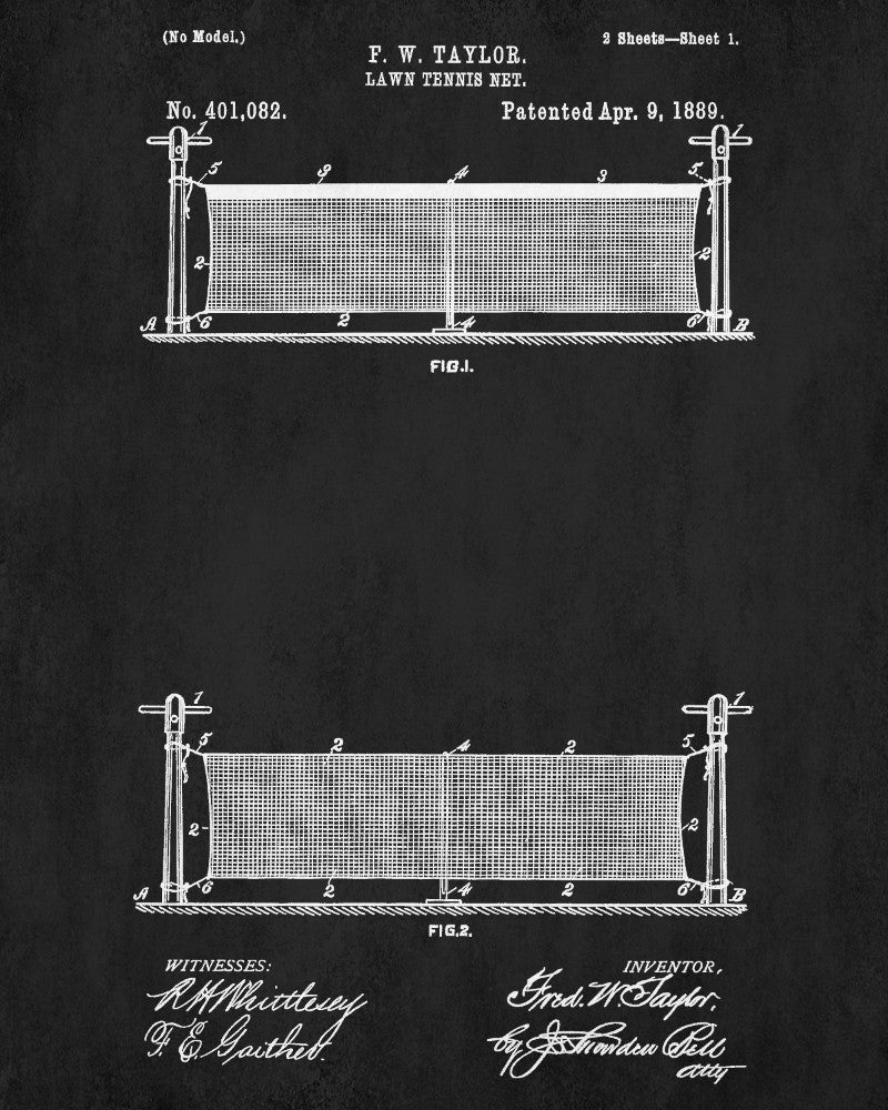 Tennis Net Patent Print Sports Blueprint Poster