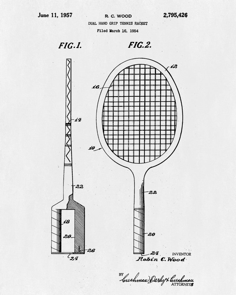 Tennis Racket Patent Print Sports Blueprint Poster - OnTrendAndFab