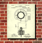Nikola Tesla Vintage Patent Print Blueprint Electrical Design Poster