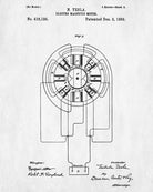 Nikola Tesla Patent Print Vintage Blueprint Electrical Design Poster