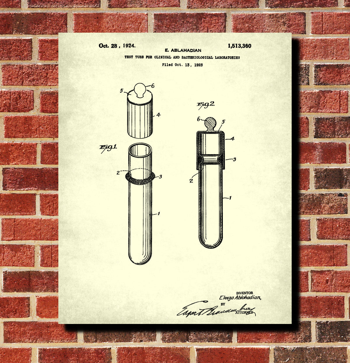 Laboratory Equipment Patent, Science Poster, Test Tube Print