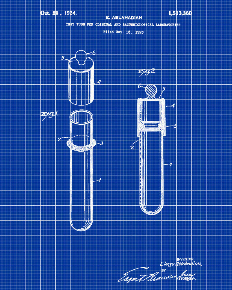 Laboratory Equipment Patent, Science Poster, Test Tube Print