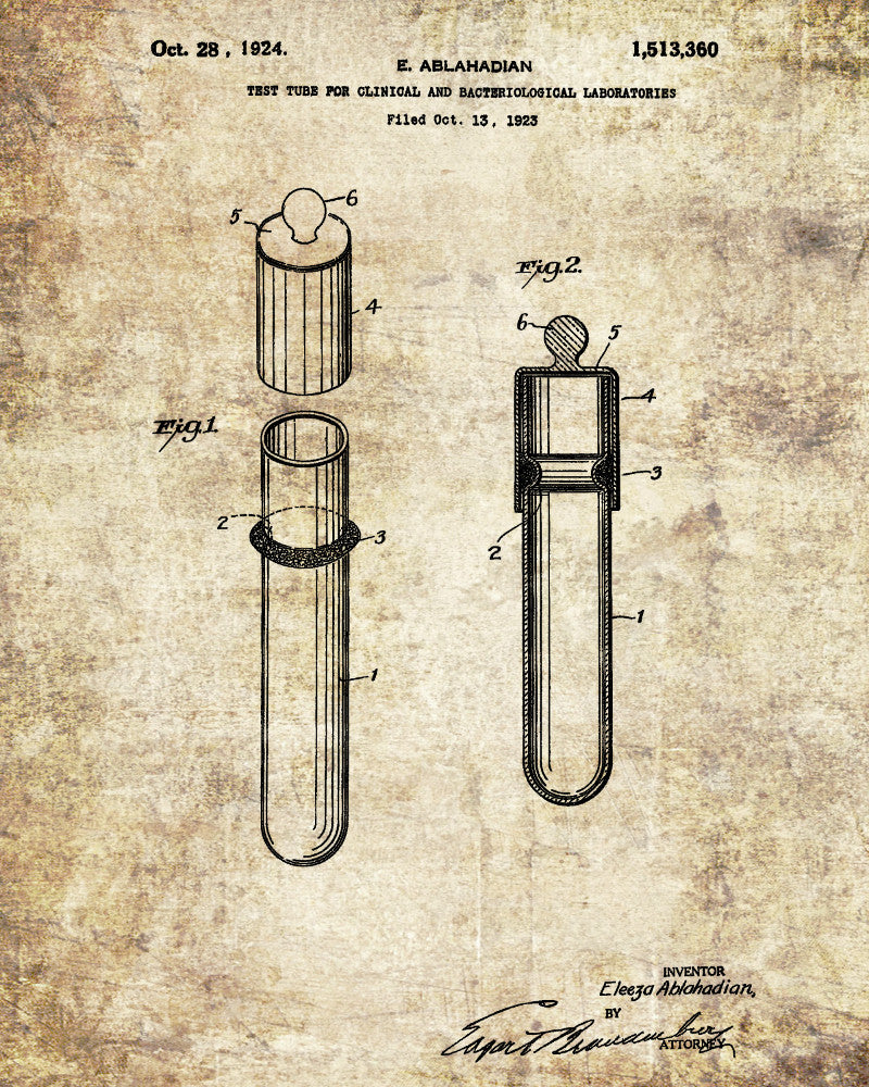 Laboratory Equipment Patent, Science Poster, Test Tube Print