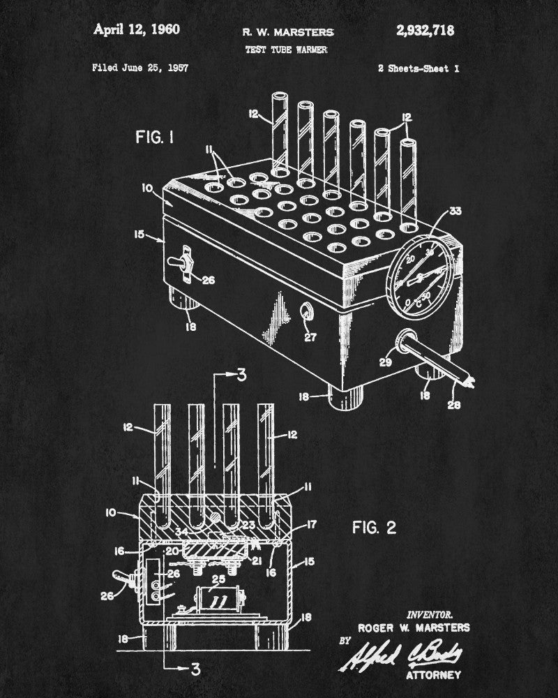 Laboratory Equipment Patent, Science Poster, Test Tubes Print