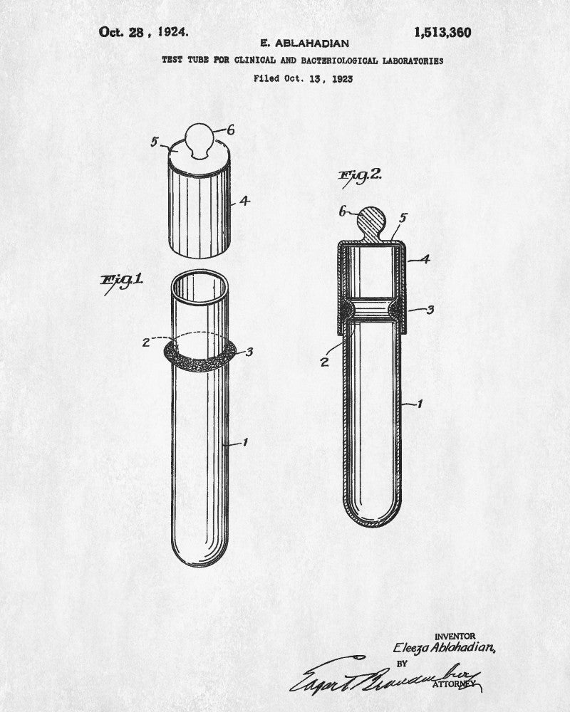 Laboratory Equipment Patent, Science Poster, Test Tube Print