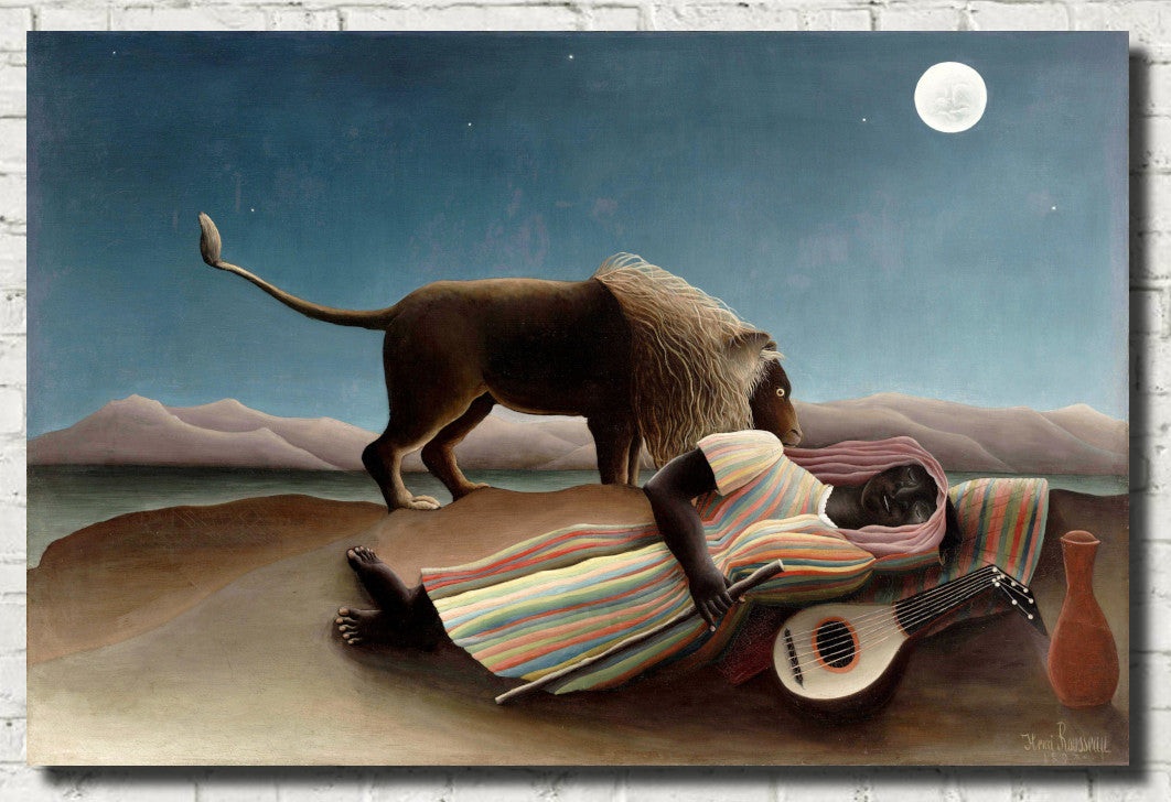 Henri Rousseau, Post- Impressionist Fine Art Print, the sleeping gypsy