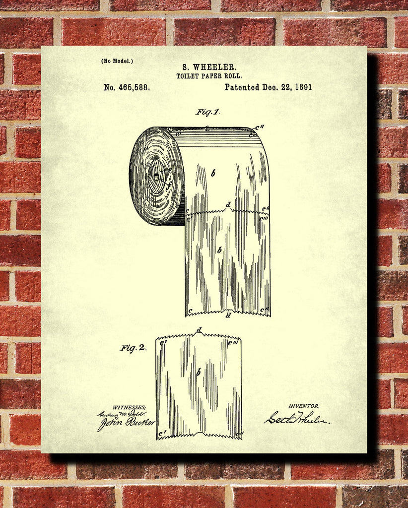 Toilet Paper Patent Print Bathroom Blueprint Wall Art Poster - OnTrendAndFab