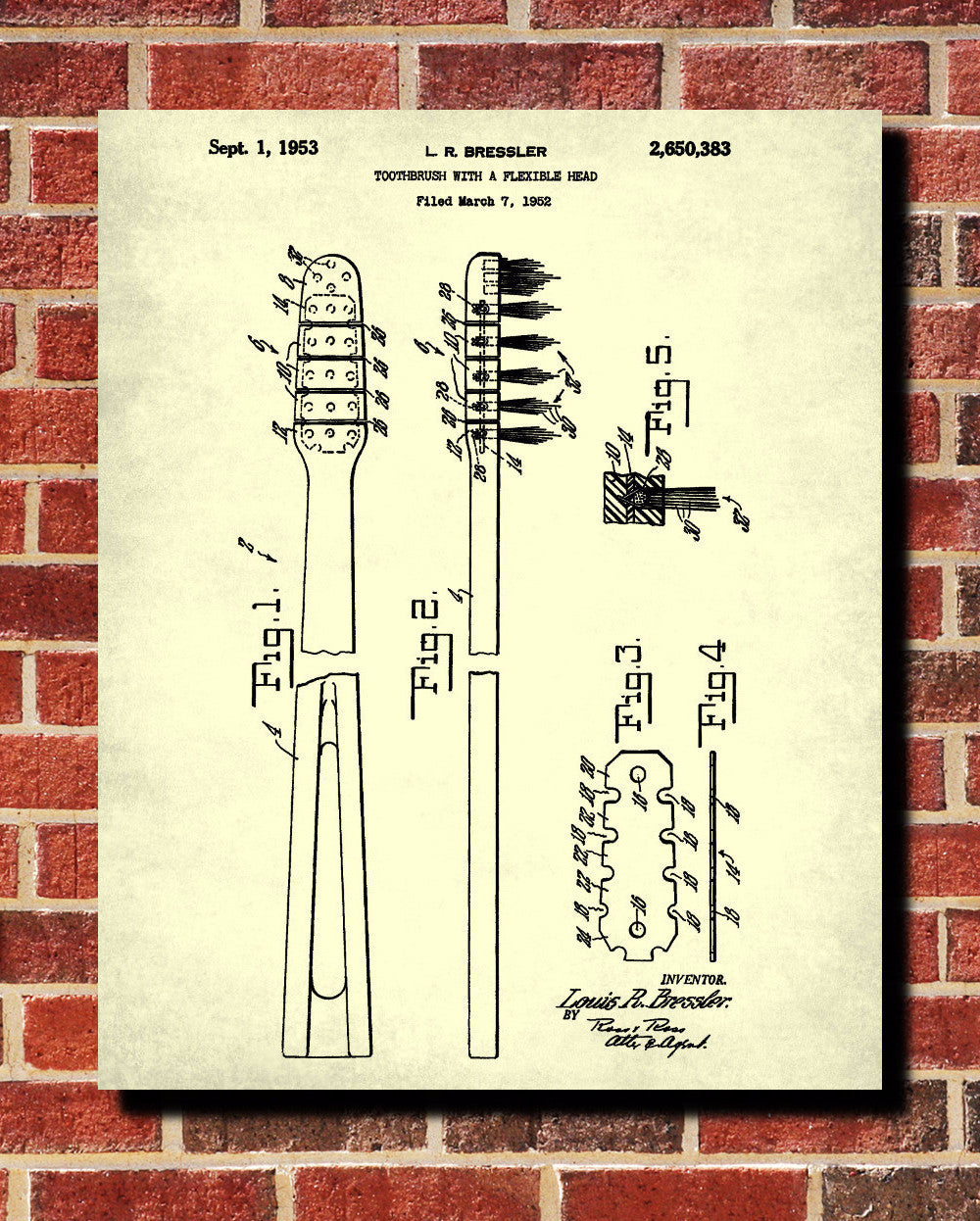 Toothbrush Patent Print Dentist Art Bathroom Poster - OnTrendAndFab