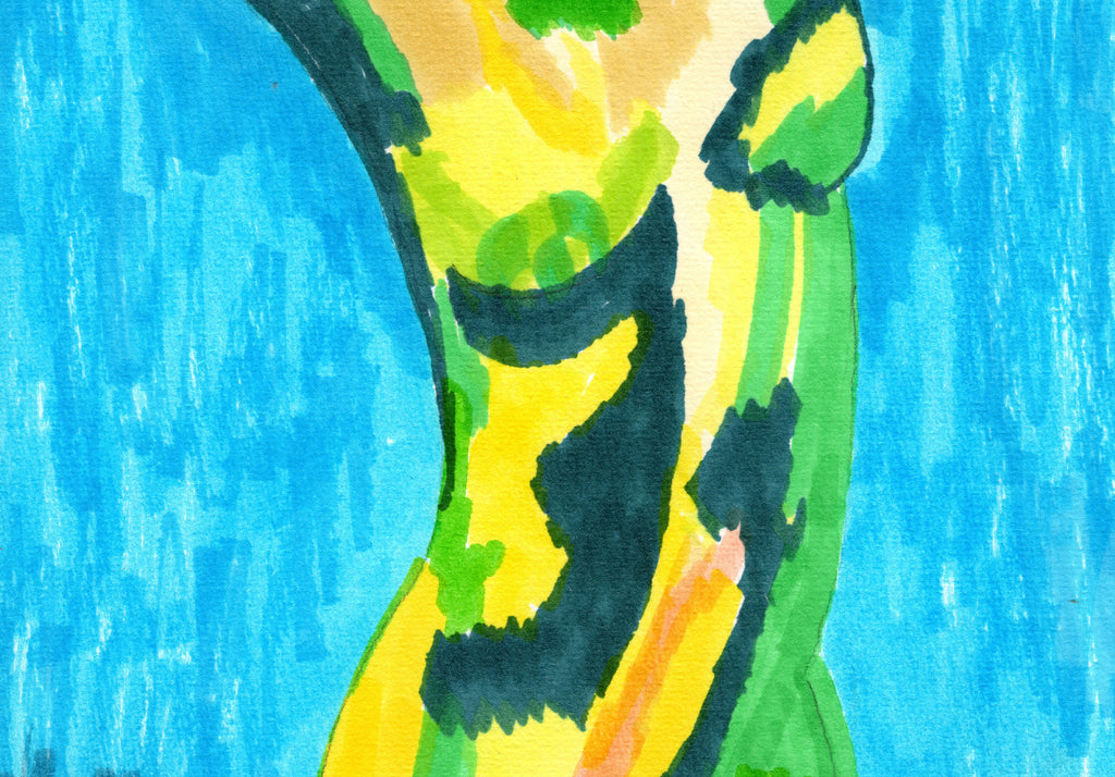 Abstract Girl, Nude Torso, Bright Art Print