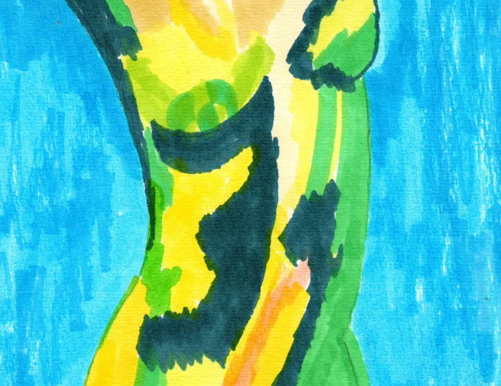 Abstract Girl, Nude Torso, Bright Art Print