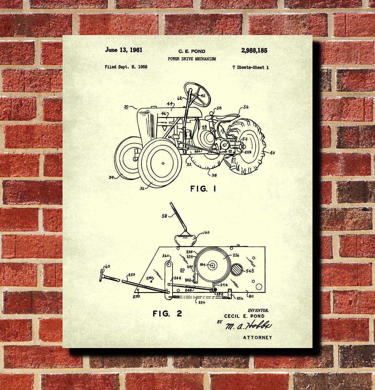 Tractor Patent Print Farm Equipment Blueprint Poster Farming Print
