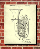 Tuba Patent Print Orchestra Musical Instrument Wall Art Poster