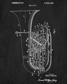 Tuba Patent Print Orchestra Musical Instrument Wall Art Poster