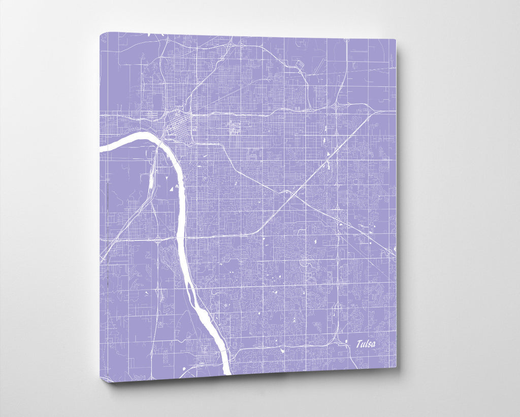 Tulsa, Oklahoma City Street Map Print Custom Wall Map