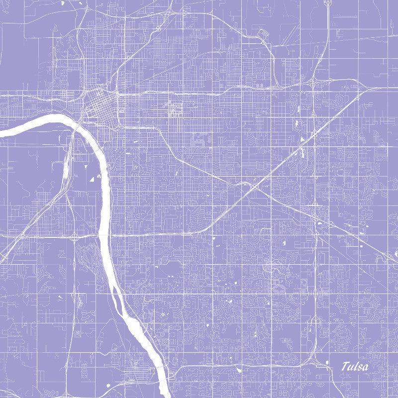 Tulsa, Oklahoma City Street Map Print Custom Wall Map