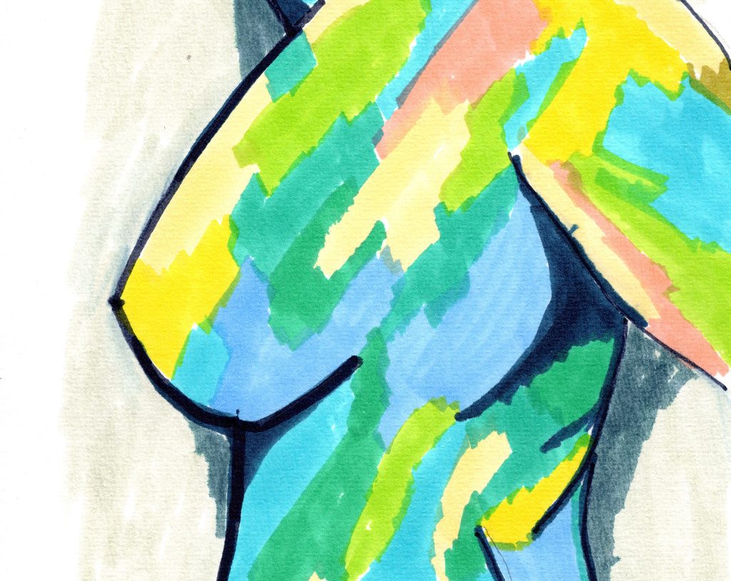 Abstract Nude Girl, Twister, Bright Art Print