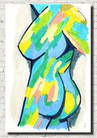 Abstract Nude Girl, Twister, Bright Art Print