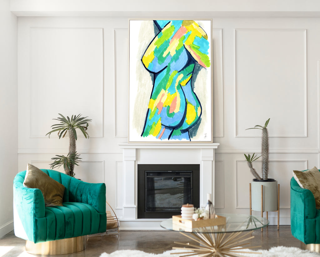 Abstract Nude Girl, Twister, Bright Art Print