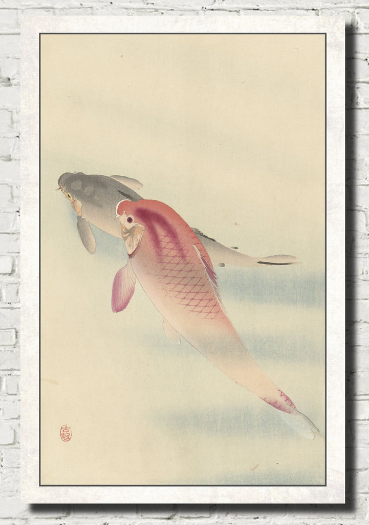 Ohara Koson Japanese Fine Art Print, Two Carp
