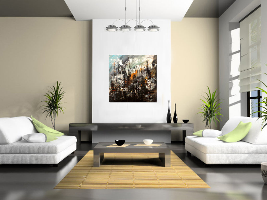 Original Painting James Lucas, Urban Change Cityscape Abstract