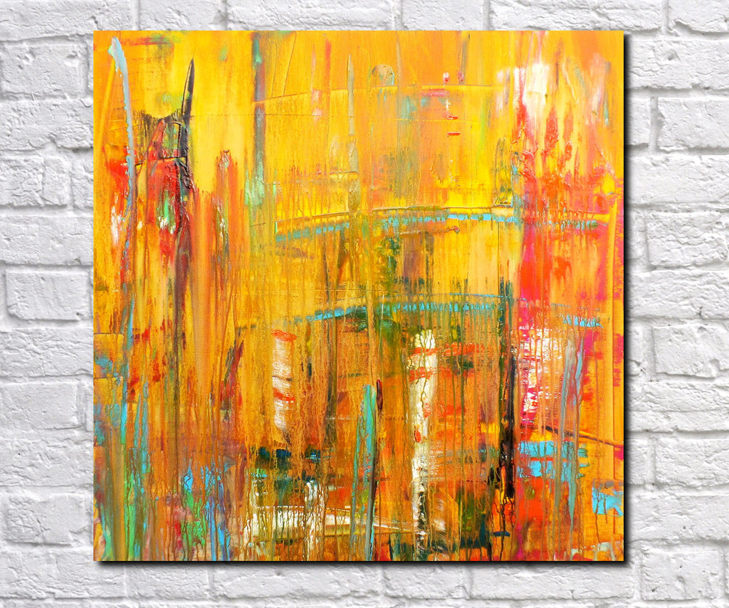 Original Painting James Lucas, Urban Decay Cityscape Abstract