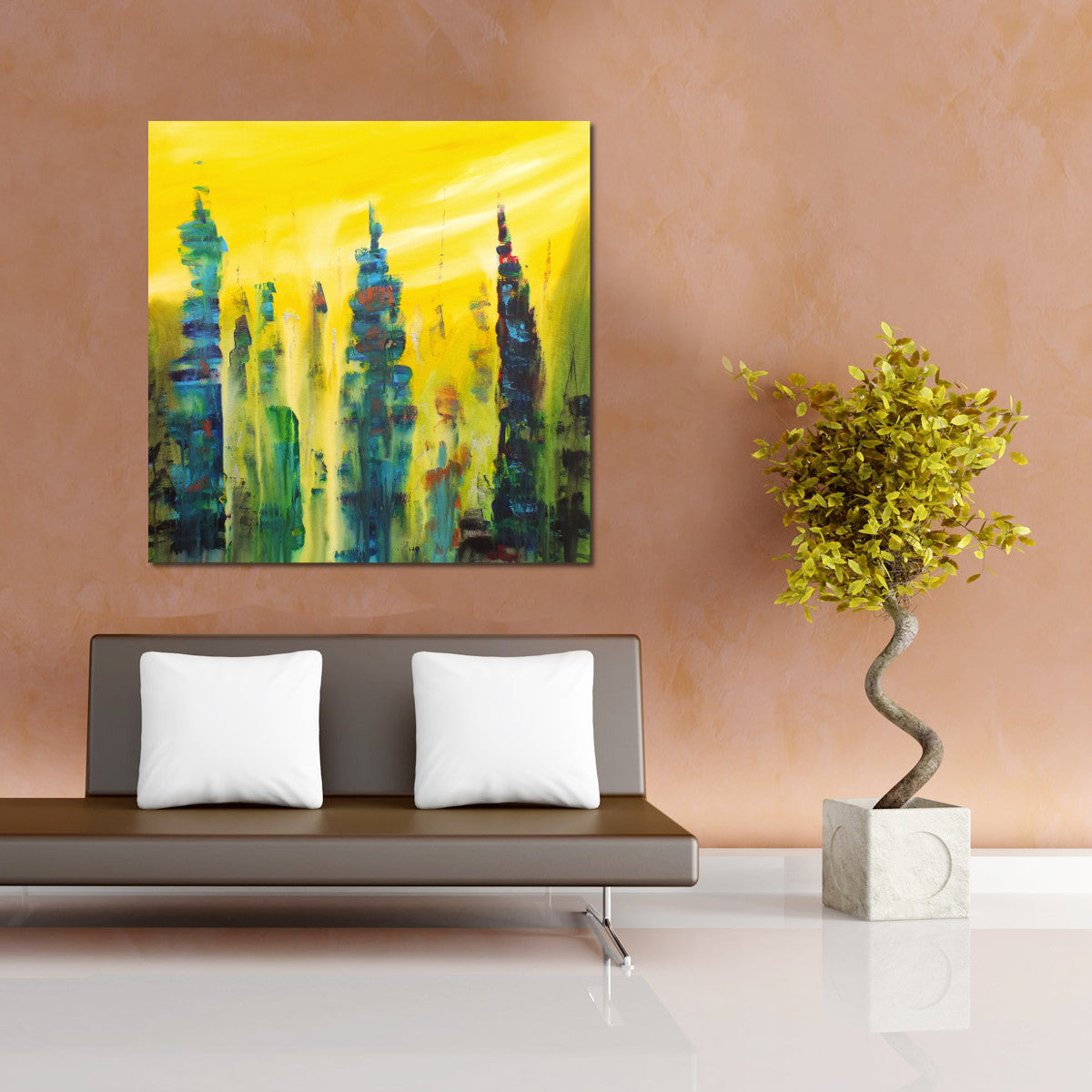 Original Painting James Lucas, Urban Skyline, Cityscape Abstract