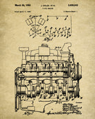 V6 Engine Blueprint Car Automotive Patent Print Garage Poster