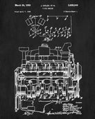 V6 Engine Blueprint Car Automotive Patent Print Garage Poster