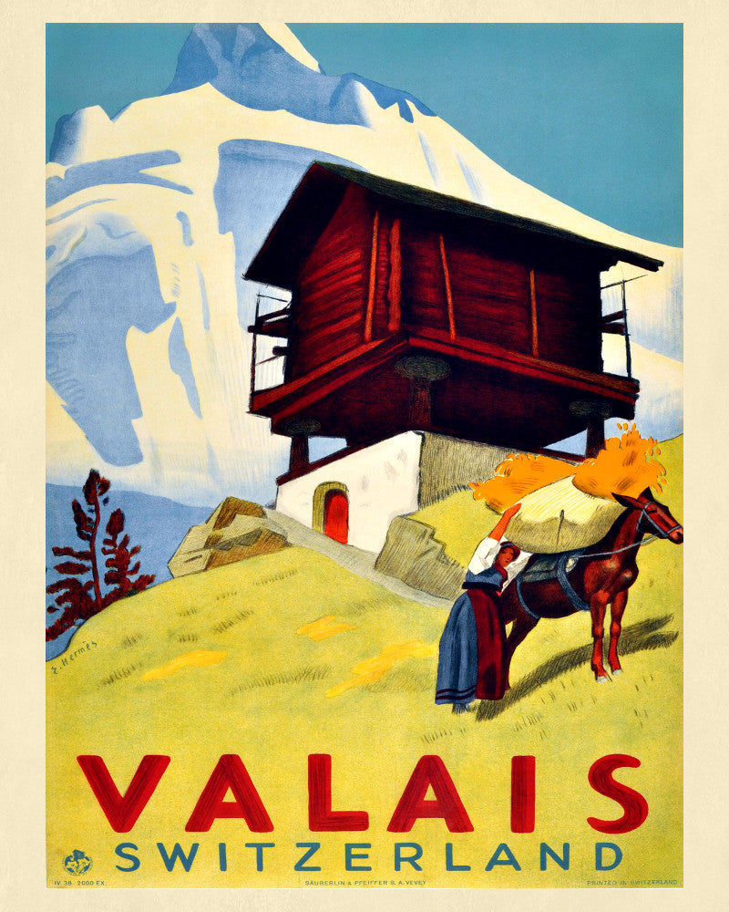 Valais Switzerland Print Vintage Travel Poster Art - OnTrendAndFab